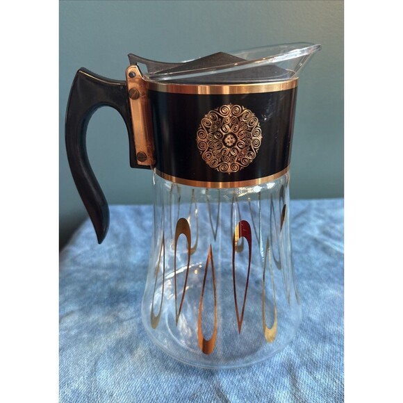 Vintage David Douglas Flameproof Glass Coffee Carafe 8 Cup MCM Gold - Picture 8 of 11